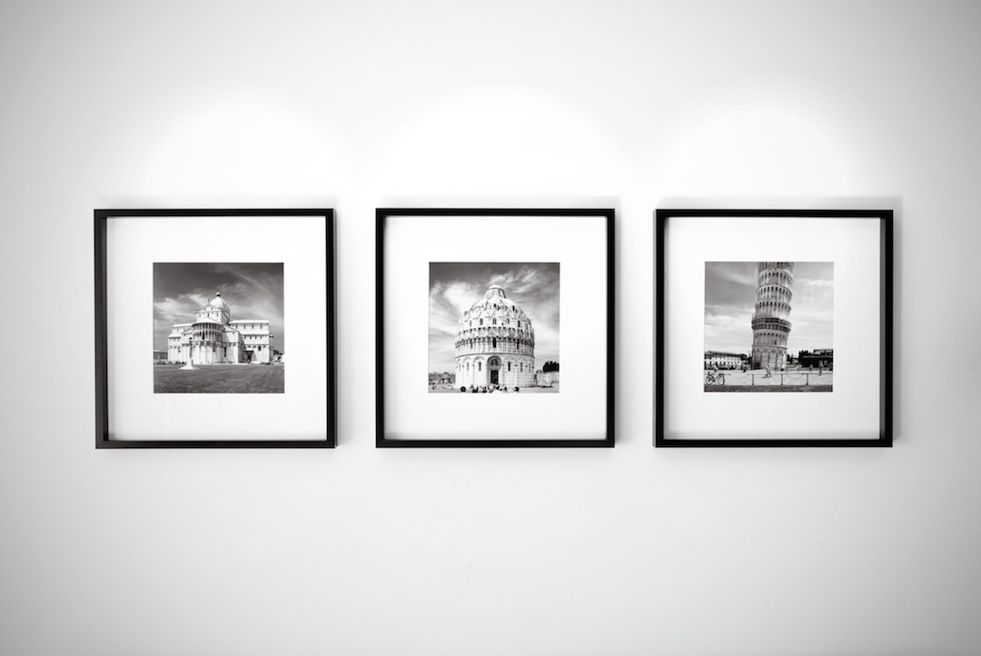 Three Photos From Pisa Framed and on Display